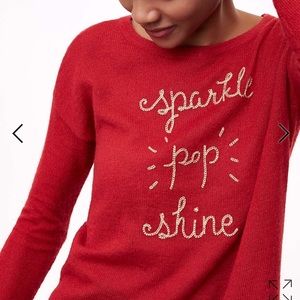 LOFT Red Sparkle Pop Shine Holiday Sweater